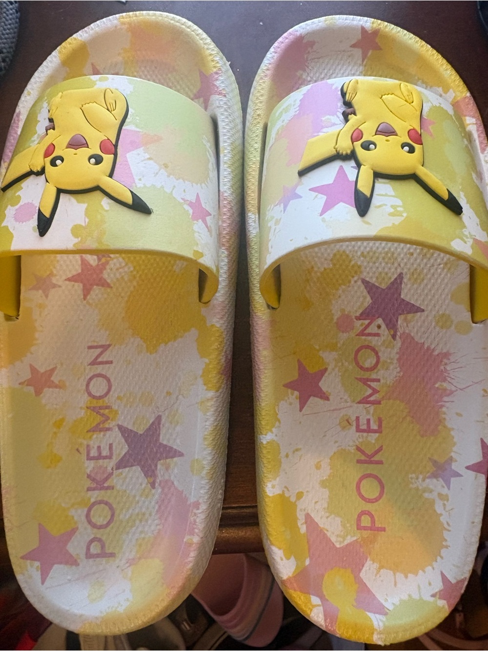 Pokémon Pikachu Yellow & Pink Kids Slide Sandals